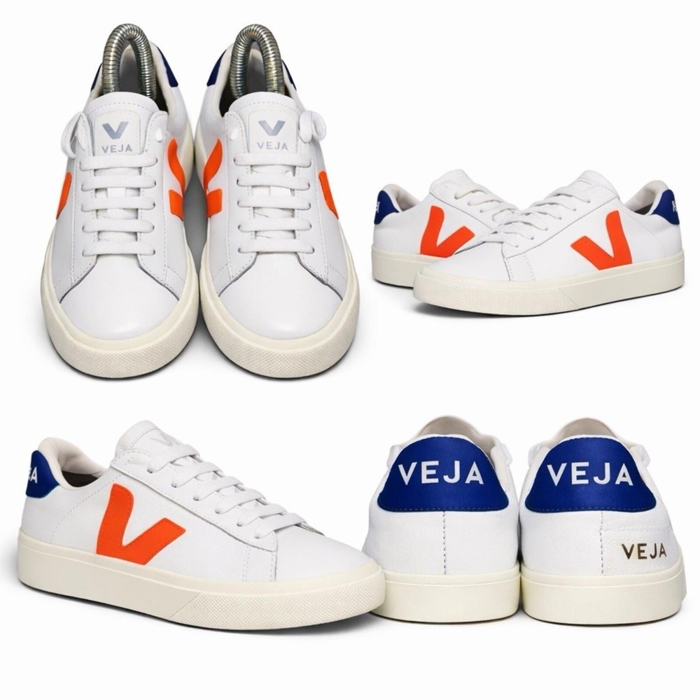 Size 5 - VEJA Campo White Orange Fluo Cobalt  Women's